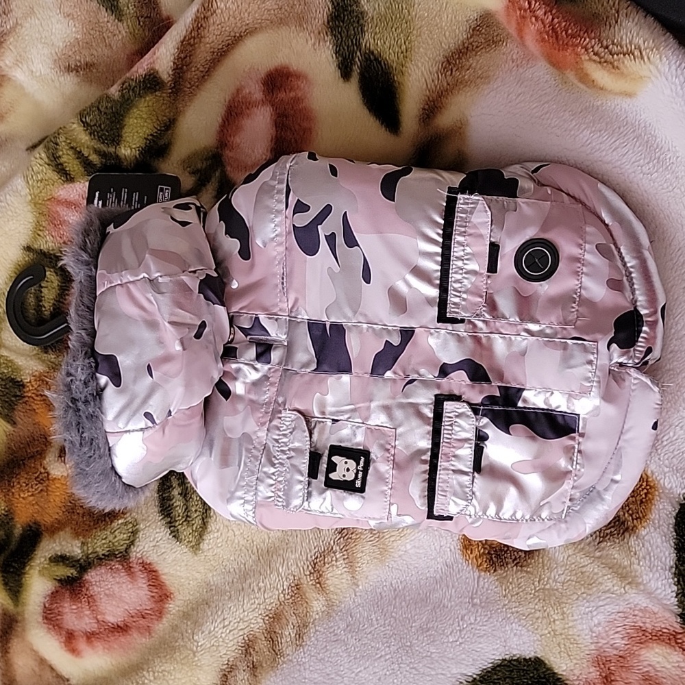 Silver Paw pink camo dog coat